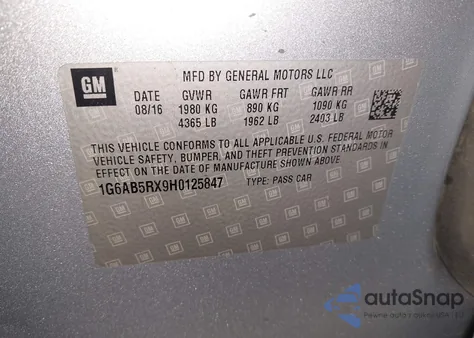 2017 Cadillac Ats Luxury z USA, uszkodzony, nr VIN 1G6AB5RX9H0125847